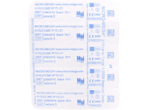 K files sterile N15 21mm 6pcs
